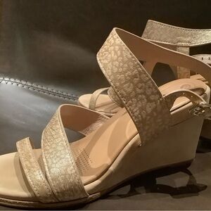 Corso Como Beige Animal Print Wedge Sandals